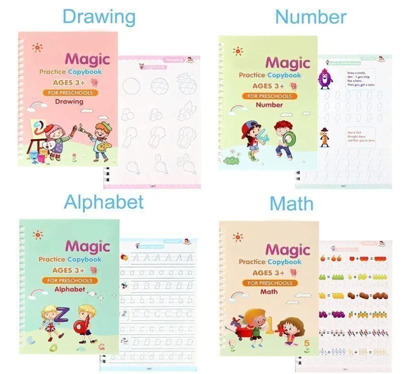 Magic Book Buy 1 set & Get 1 set FREE!!! ( 4 Book + 10 Refill+2 Pen+2 Grip ) + FREE Learning 2000+ pages downloadable PDF worksheet for kids